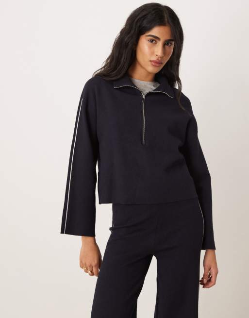 Mango – Cosmus – Set in Marineblau mit hochgeschlossenem Sweatshirt mit kurzem Reißverschluss und Hose aus Jersey, 3 von 3