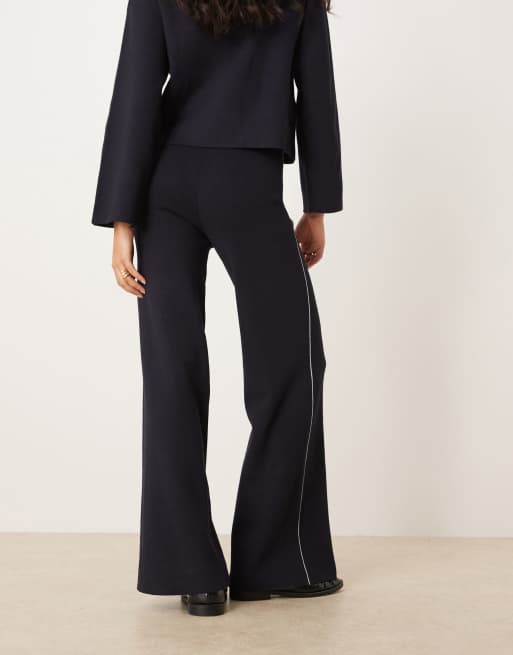 Mango Cosmus jersey trouser co-ord  with side stripe in navy, 2 of 5