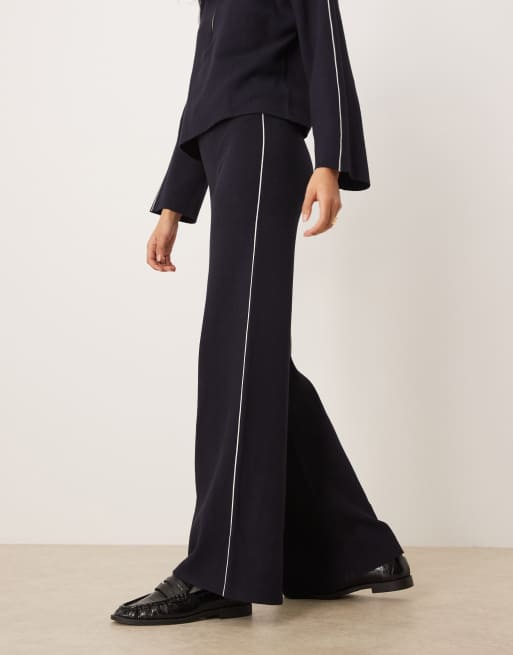 Mango Cosmus jersey trouser co-ord  with side stripe in navy, 5 of 5
