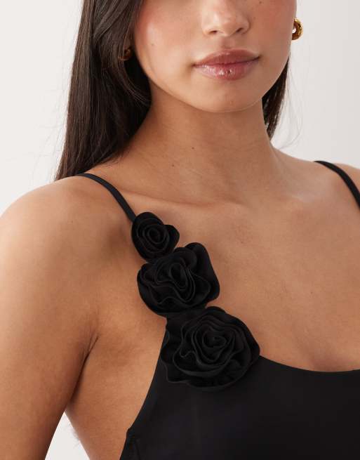Mango - Costume da bagno nero con rosetta, 3 di 4