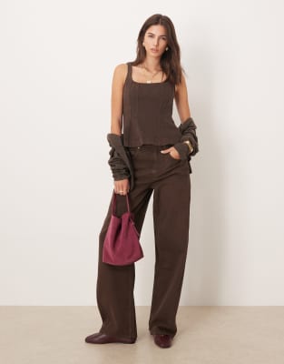 Mango Cotton Barrel Leg Jeans In Brown