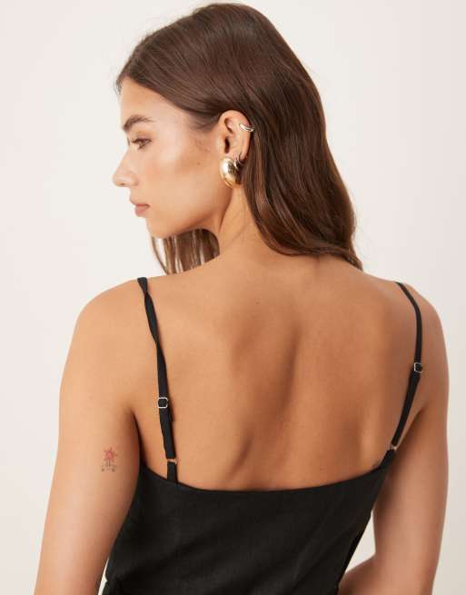 Mango cotton belted cami maxi dress in black, 2 of 4