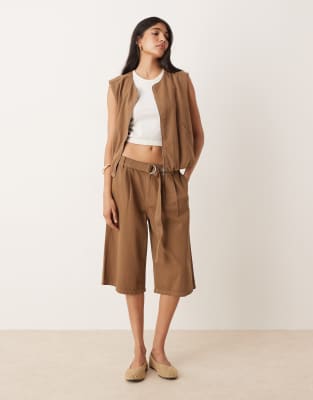 Mango Cotton Bermuda Shorts In Brown