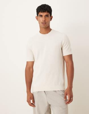 Mango Cotton Blend Fine Knit T-shirt In Neutral