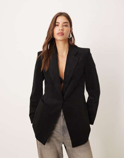 Mango tailored blazer in black