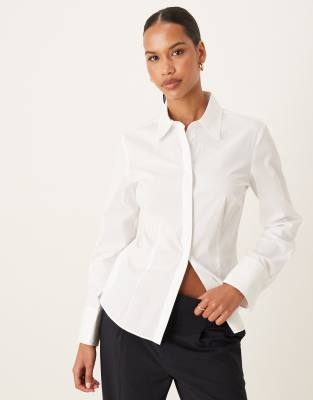 Mango Cotton Fitted Shirt In White