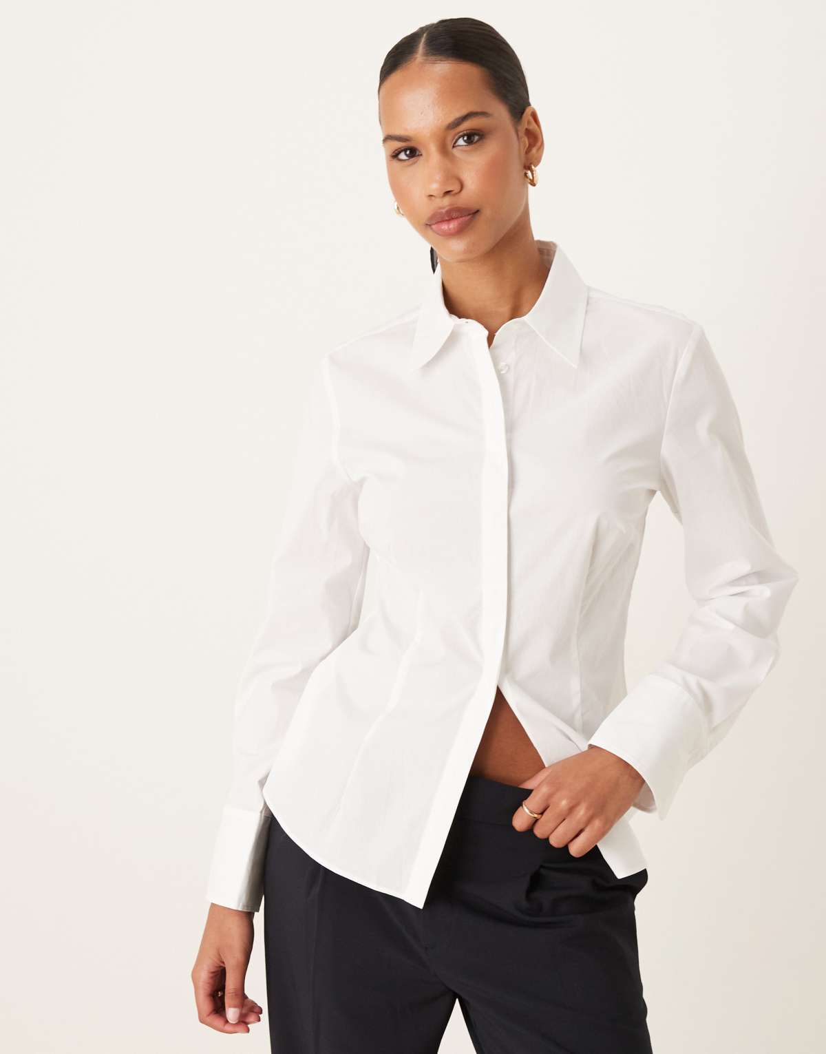 Mango cotton fitted shirt in white