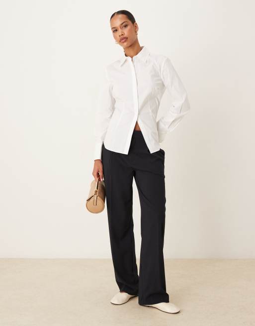 Mango cotton fitted shirt in white | ASOS