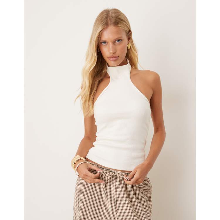 【yo BIOTOP】rayon bare halter neck ホワイト yo BIOTOP】rayon bare halter neck ホワイト yo BIOTOP】rayon