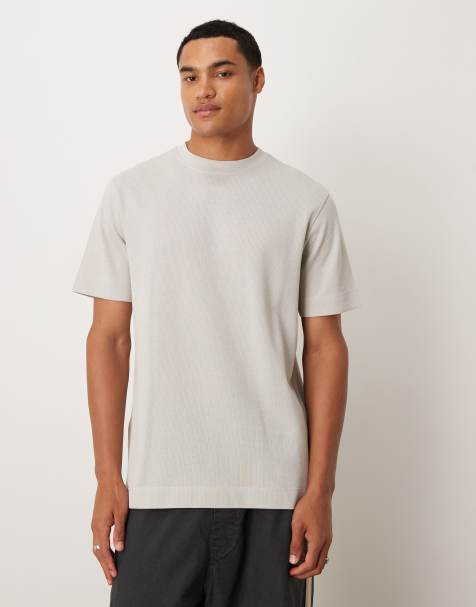 Mango cotton herringbone t-shirt in natural - view 1