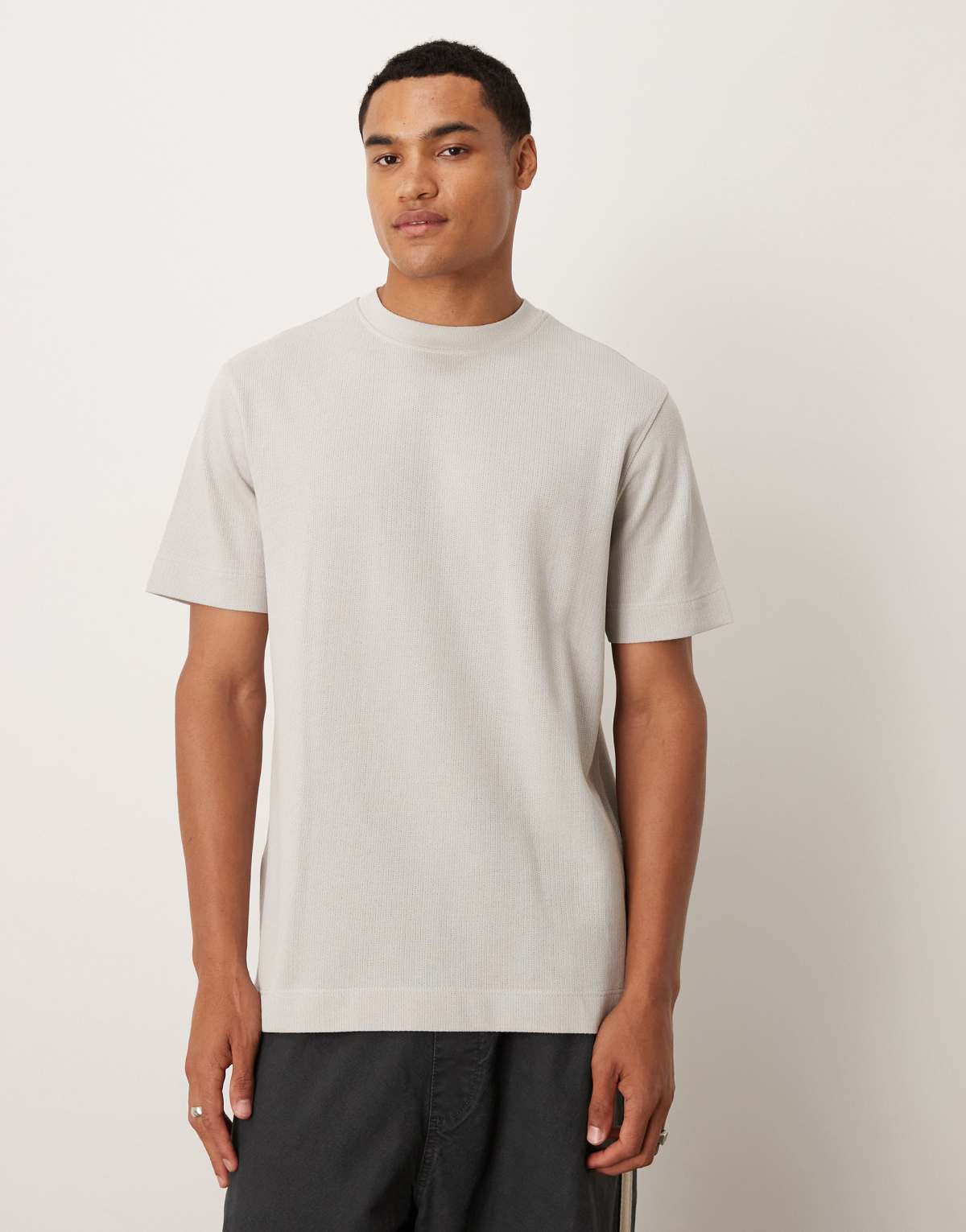 Mango cotton herringbone t-shirt in natural