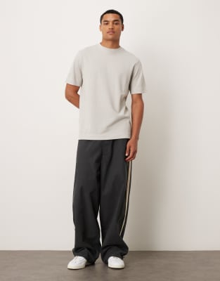 Mango Cotton Herringbone T-shirt In White