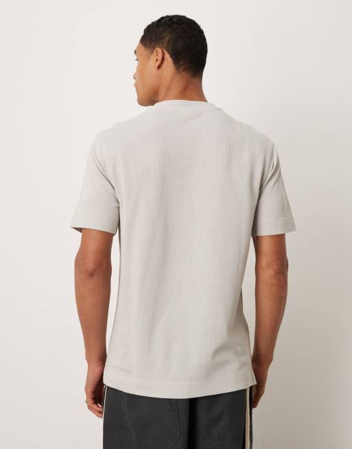Mango cotton herringbone t-shirt in natural, 3 of 5