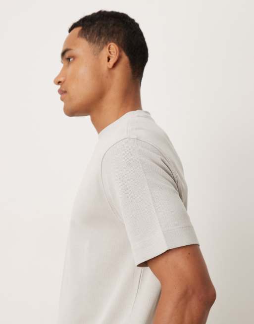 Mango cotton herringbone t-shirt in natural, 4 of 5