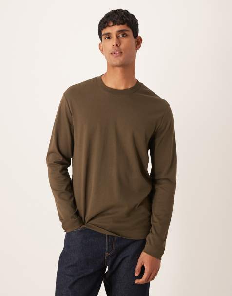 Mango cotton long sleeve t-shirt in khaki - view 1