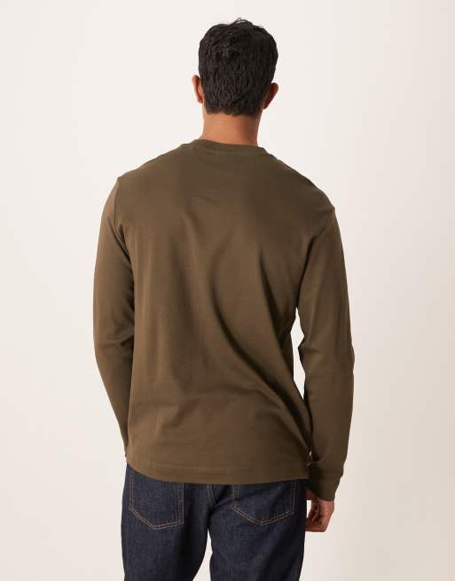 Mango cotton long sleeve t-shirt in khaki, 3 of 5