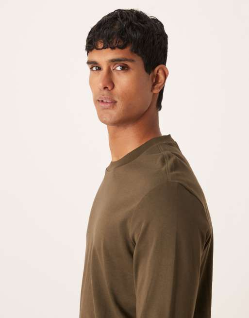 Mango cotton long sleeve t-shirt in khaki, 4 of 5