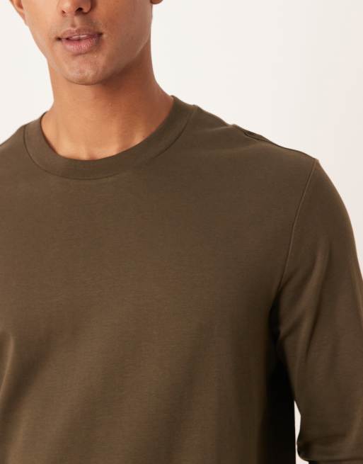 Mango cotton long sleeve t-shirt in khaki, 5 of 5