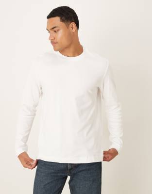 Mango Cotton Long Sleeve T-shirt In White