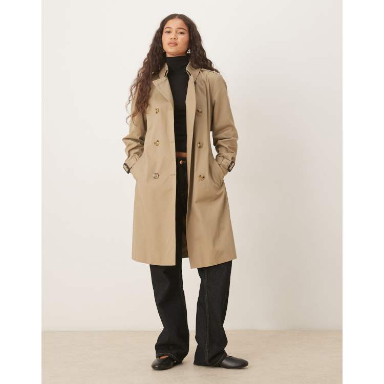 Mango cotton mid length trench coat in beige | ASOS