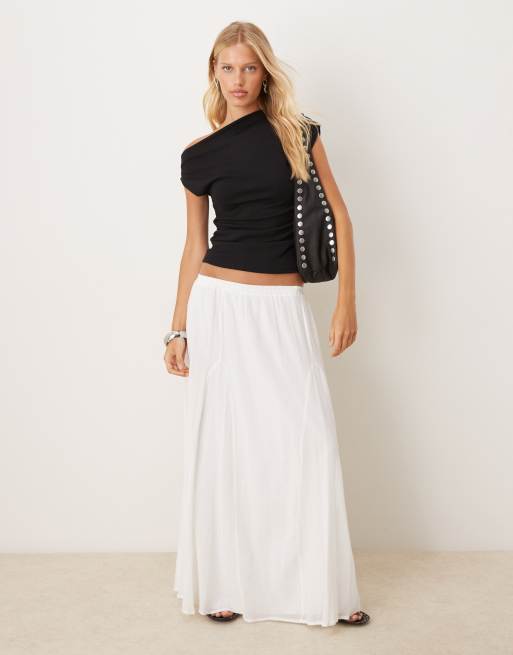 Mango cotton mix asymmetric top in black