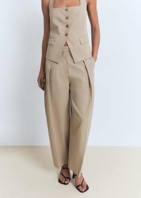 Mango Cotton Mix Barrel Leg Pants
