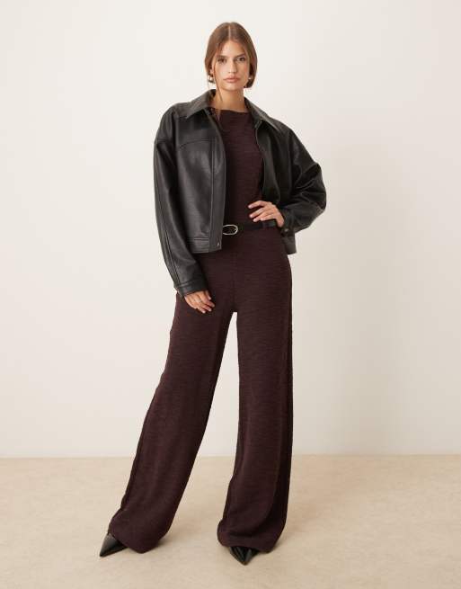 Mango cotton mix belted sleeveless jumpsuit in dark red