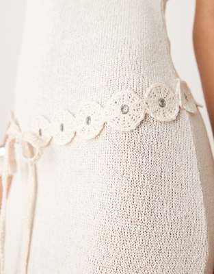 Mango Cotton Mix Boat Neck Midi Dress