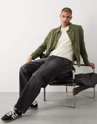 Mango Cotton Mix Button Up Shacket In Green