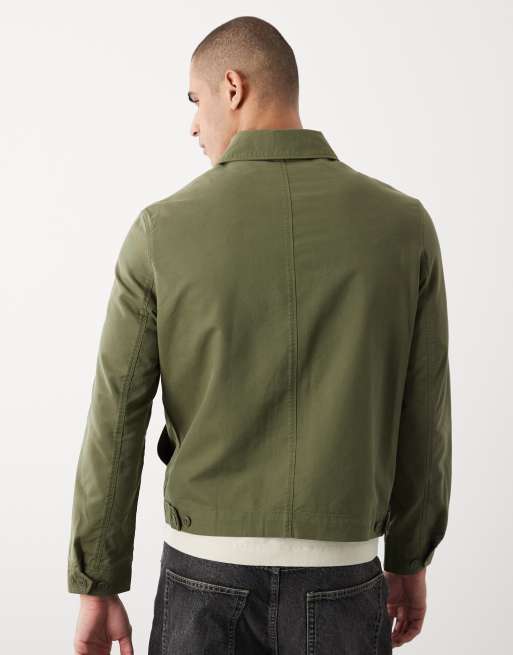 Mango cotton mix button up shacket in khaki, 5 of 5