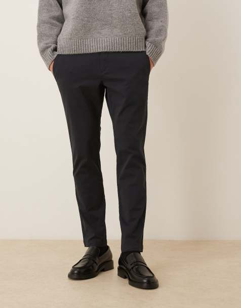 Mango cotton mix chino in navy - view 1