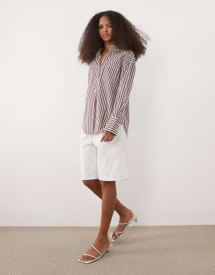 Mango Stripe Cotton Blend Button-up Shirt In Multi