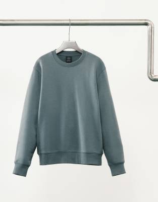 Mango Cotton Mix Crew Neck Sweatshirt In Blue
