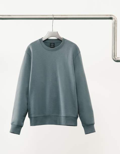 Mango cotton mix crew neck sweatshirt in light blue - view 1