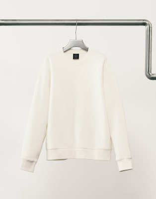 Mango Cotton Mix Crew Neck Sweatshirt In White