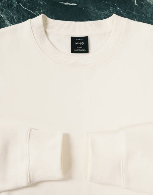Mango cotton mix crew neck sweatshirt in white, 4 of 5