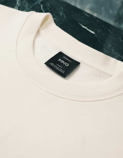 Mango cotton mix crew neck sweatshirt in white, 5 of 5