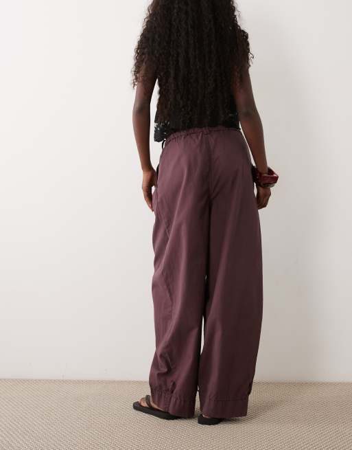 Mango cotton mix cuffed pants in plum , 5 of 5