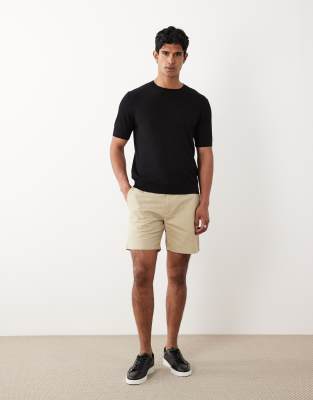 Mango Cotton Mix Draw String Shorts In Black