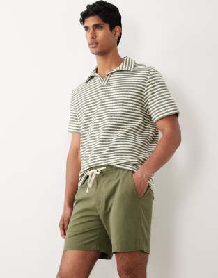 Mango Cotton Mix Draw String Shorts In Green