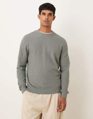 Mango Cotton Mix Fine Knit Sweater In Green