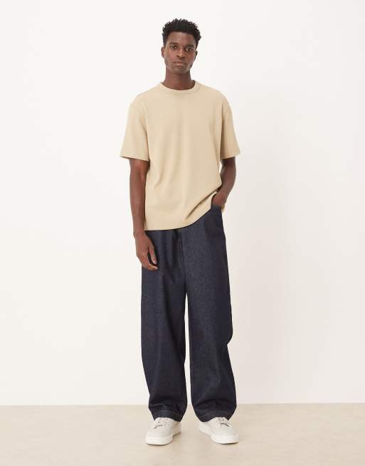 Mango cotton mix fine knitted t-shirt in beige, 2 of 5