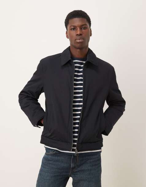 Mango cotton mix harrington jacket in navy - view 1