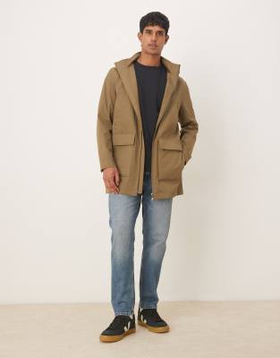 Mango Cotton Mix Hooded Parka Jacket In Brown
