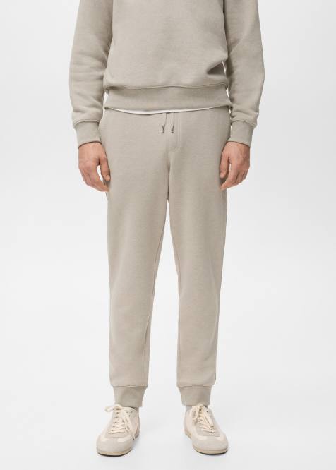 Mango cotton mix jogger in light brown