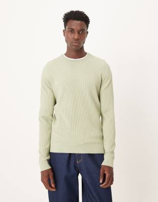 Mango cotton mix knitted jumper in pastel green
