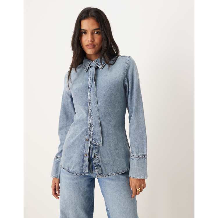 T-shirt Noir MNG Denim – Taille S – Manches Longues – Femme – Viscose – Neuf Avec étiquettes