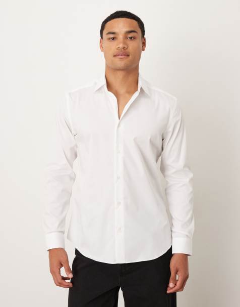 Mango cotton mix long sleeve shirt in white - view 1