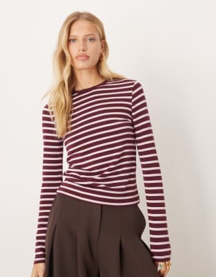 Mango Cotton Mix Long Sleeve T-shirt In Red