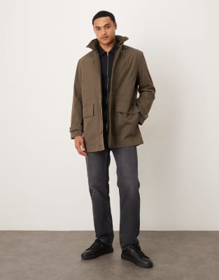 Mango Cotton Mix Parka Jacket In Green